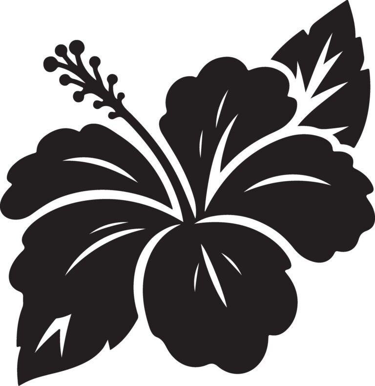 Tropical Exotic Hibiscus Flowers Silhouette Free Vector