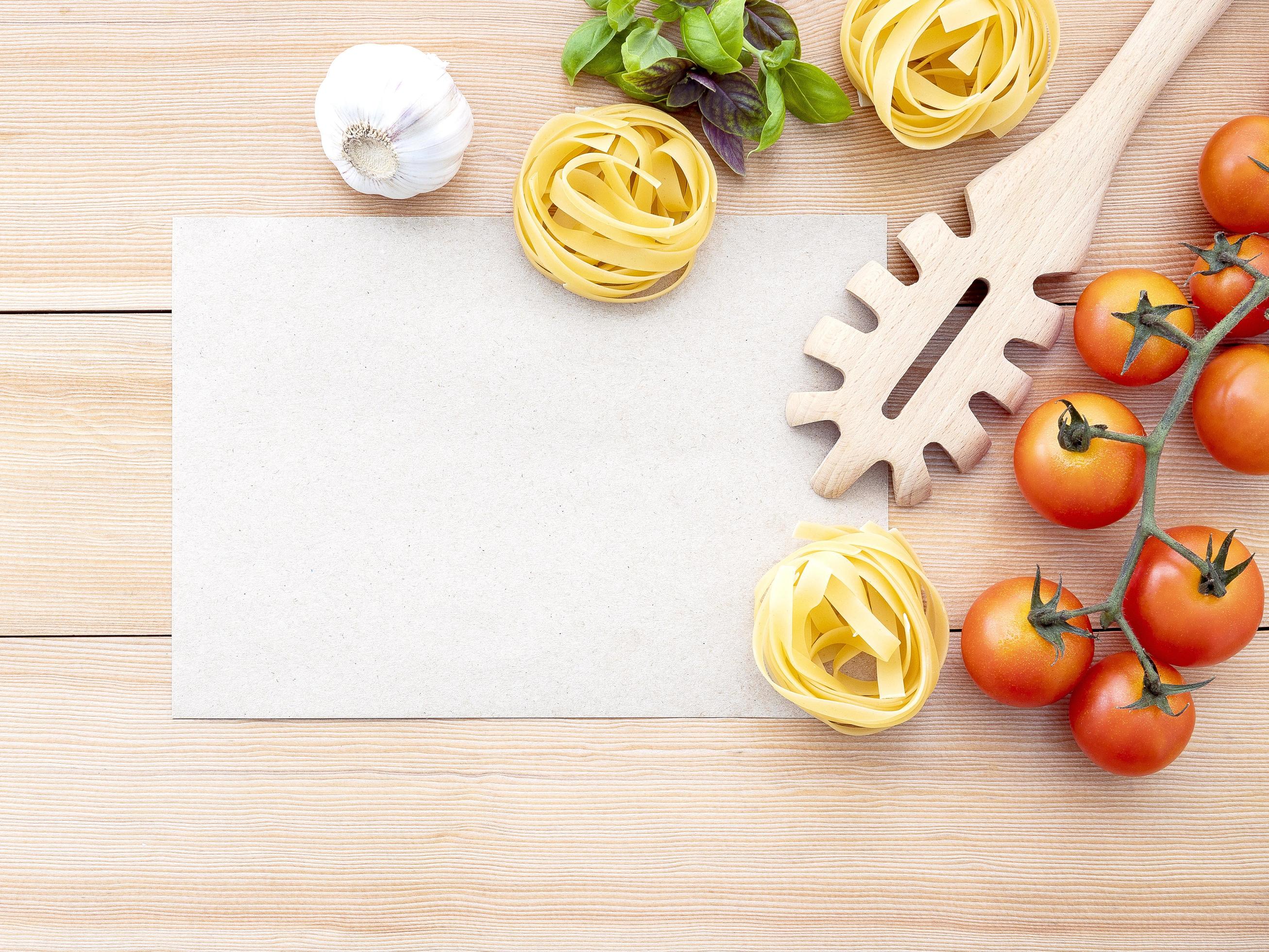 Fresh Italian foods with menu mock-up Stock Free