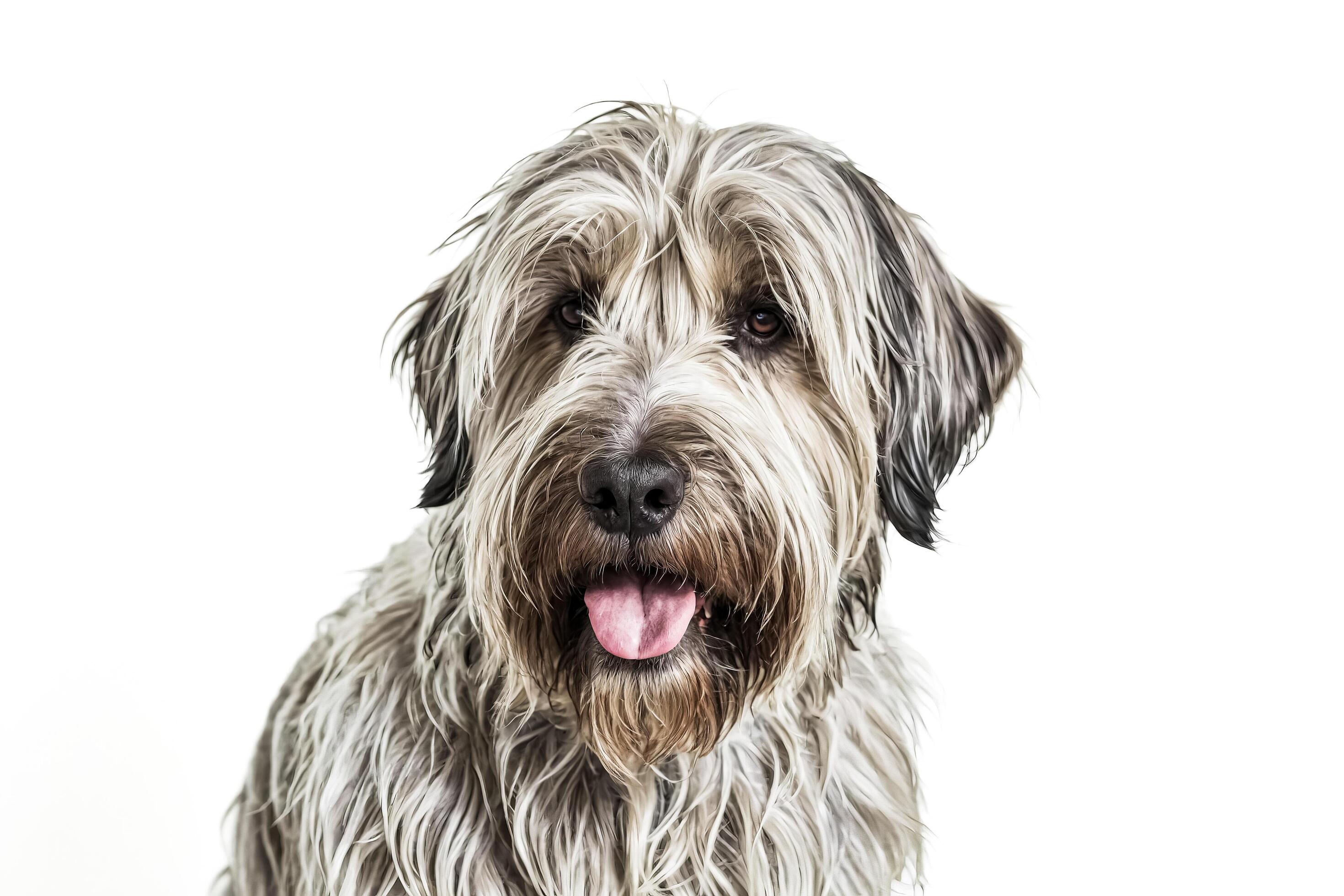 Close-up Portrait of a Happy Dog with a White Background Stock Free