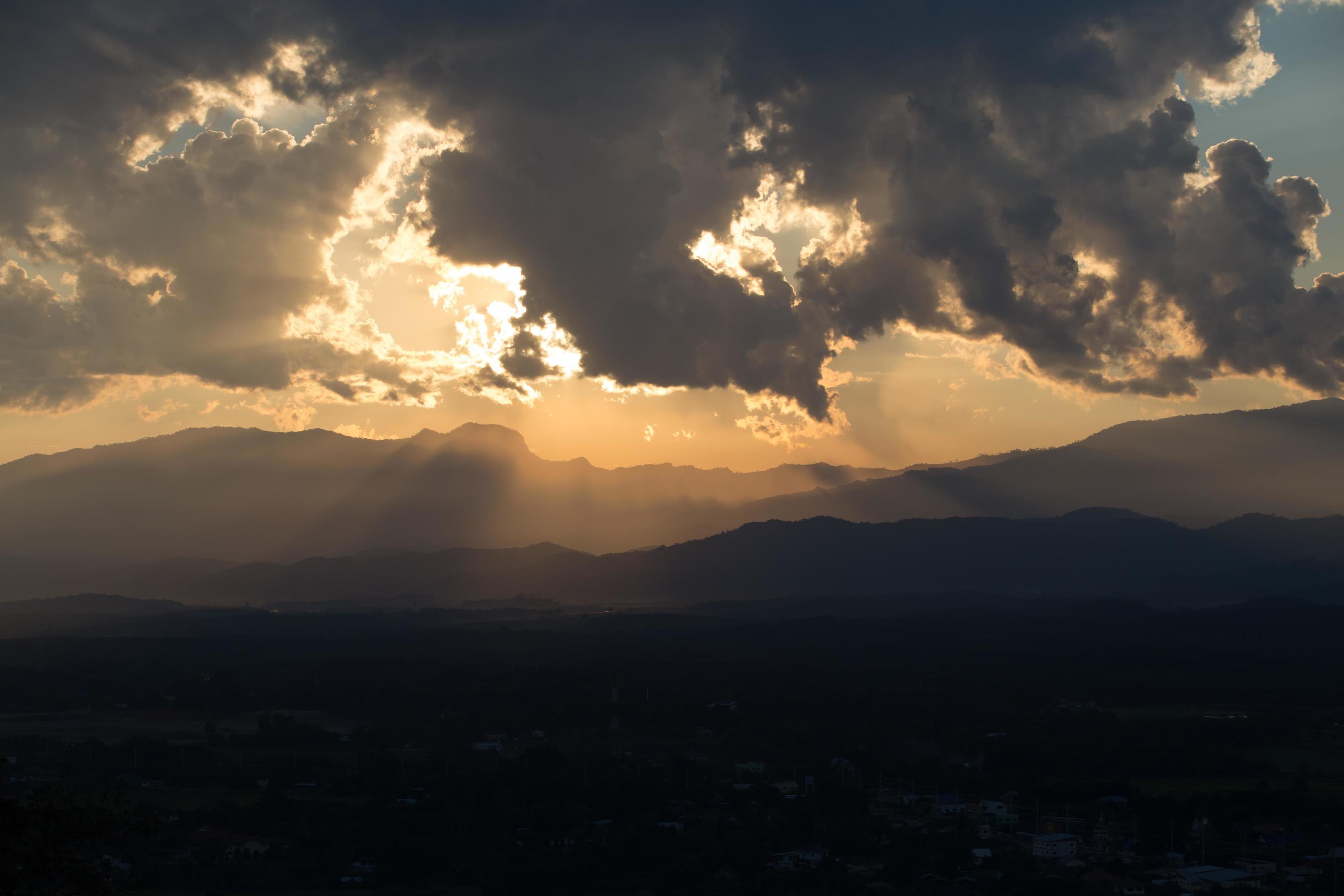 sunrise with clouds, light and rays Stock Free