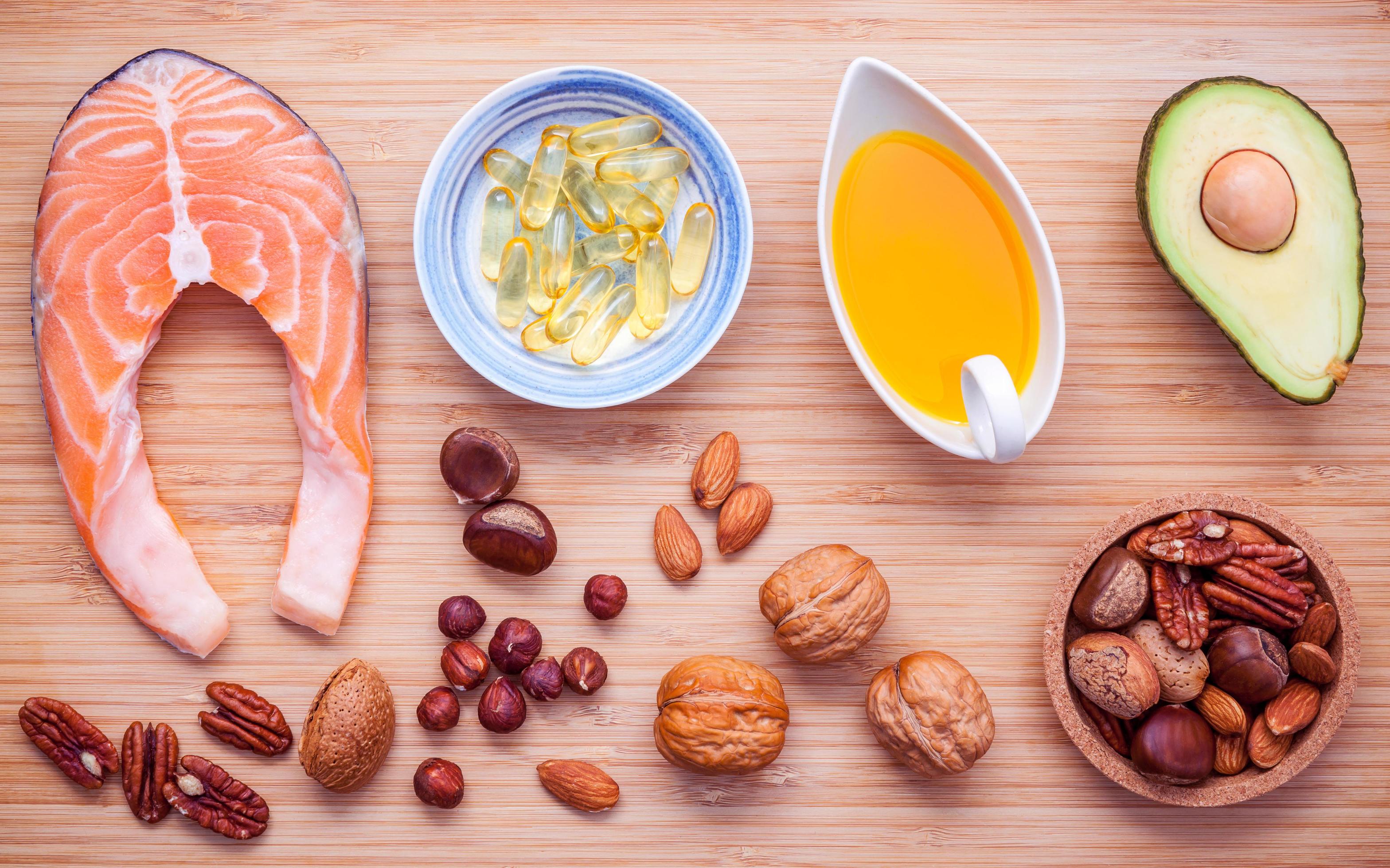 Selection food sources of omega 3 and unsaturated fats Stock Free