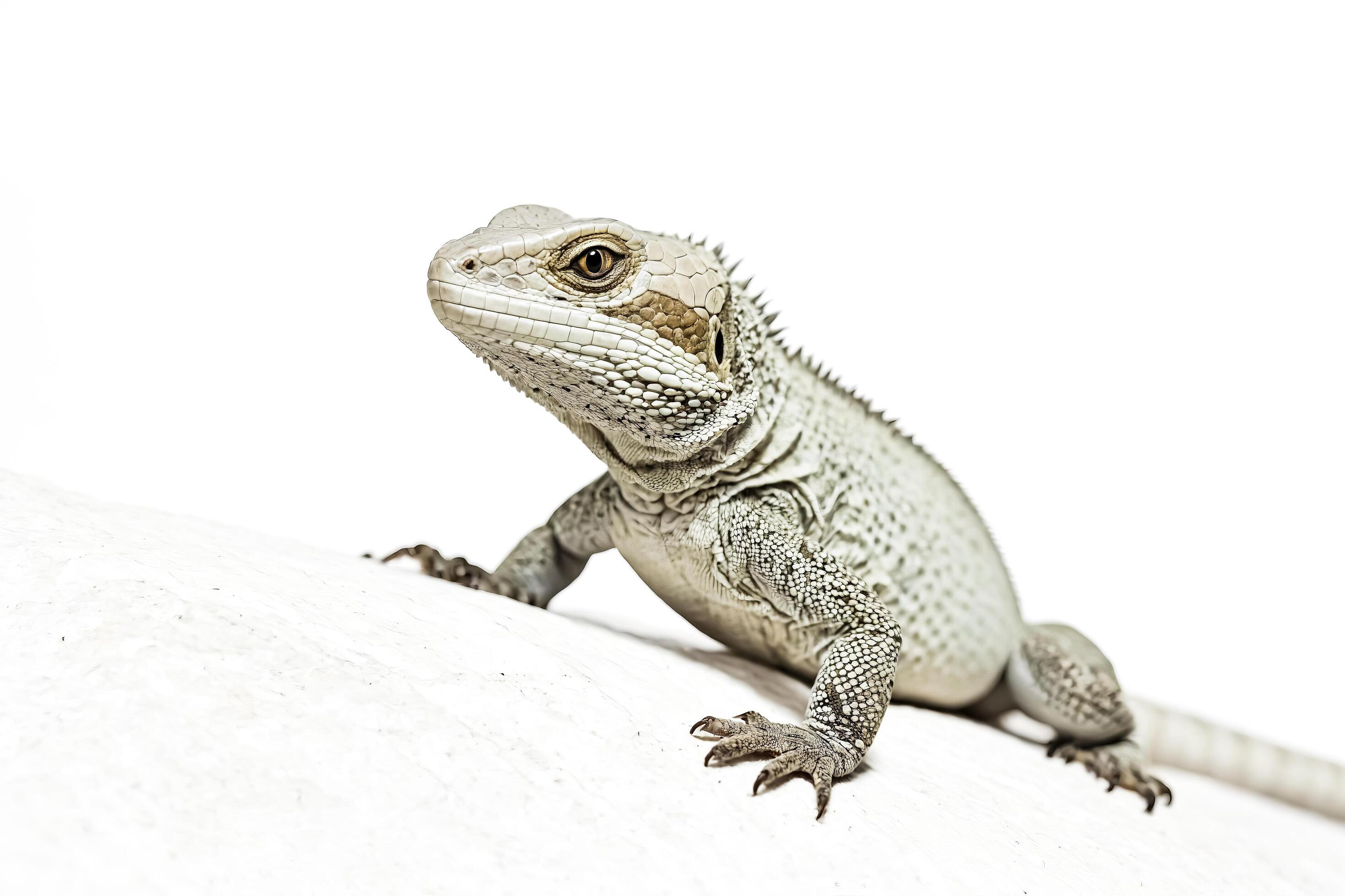 White Iguana Lizard Isolated on White Background Stock Free