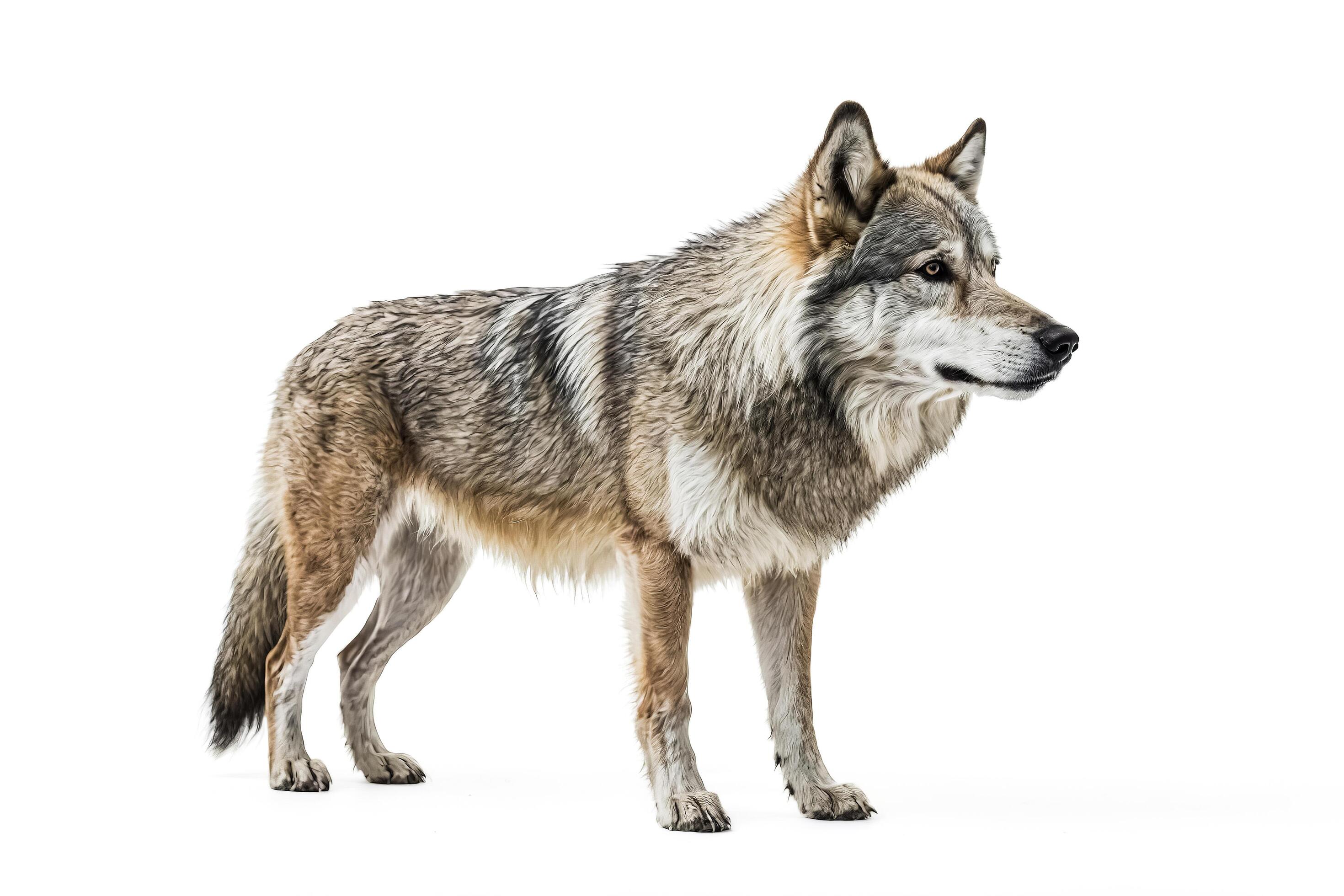 Wolf Standing Sideways on White Background Stock Free