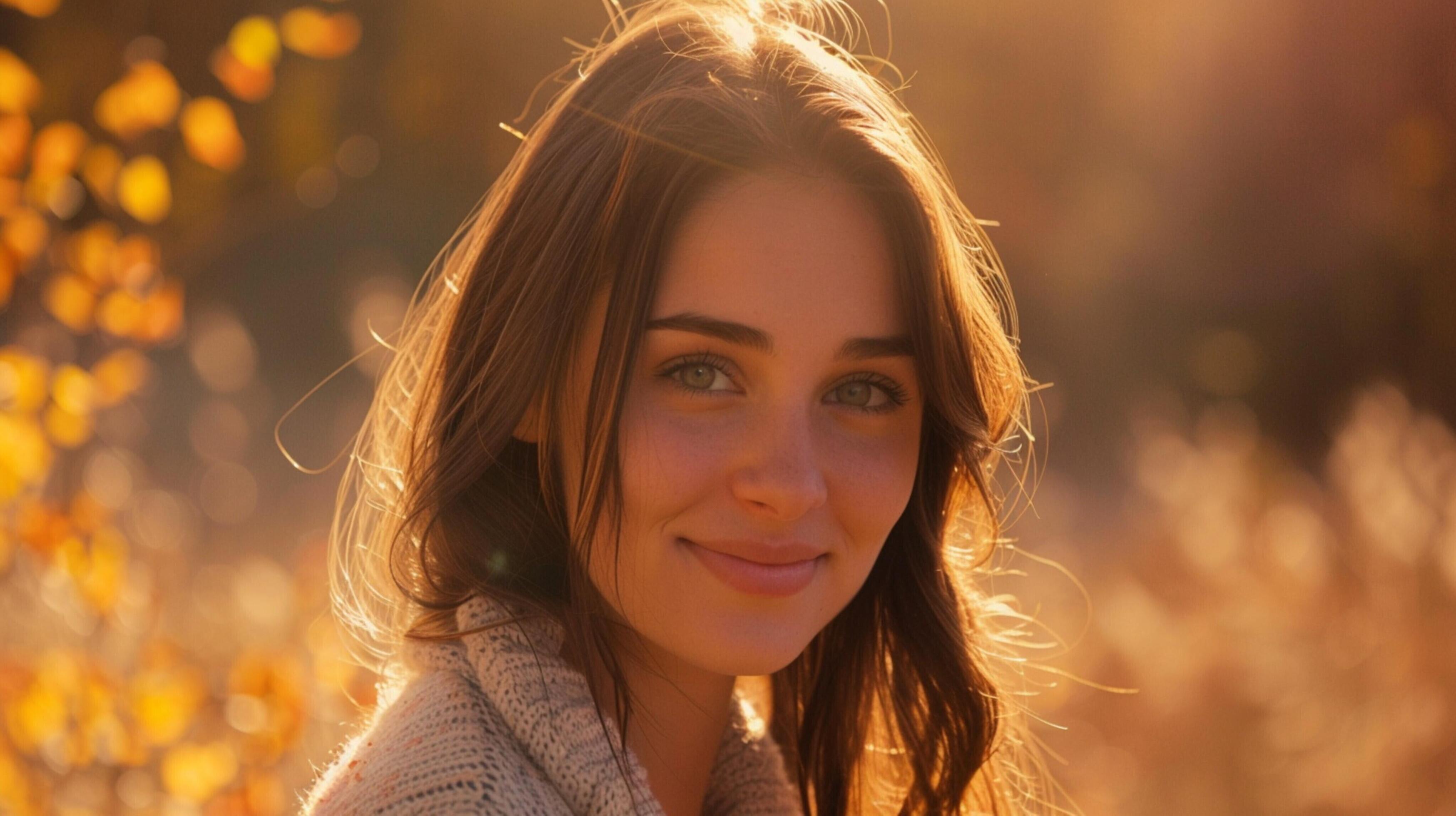 young woman outdoors looking at camera smiling Stock Free