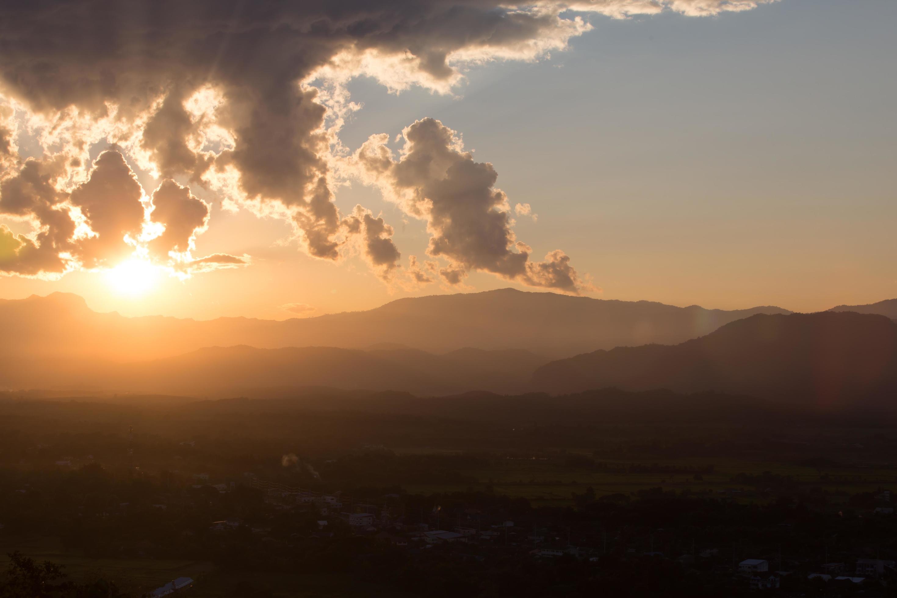 sunrise with clouds, light and rays Stock Free