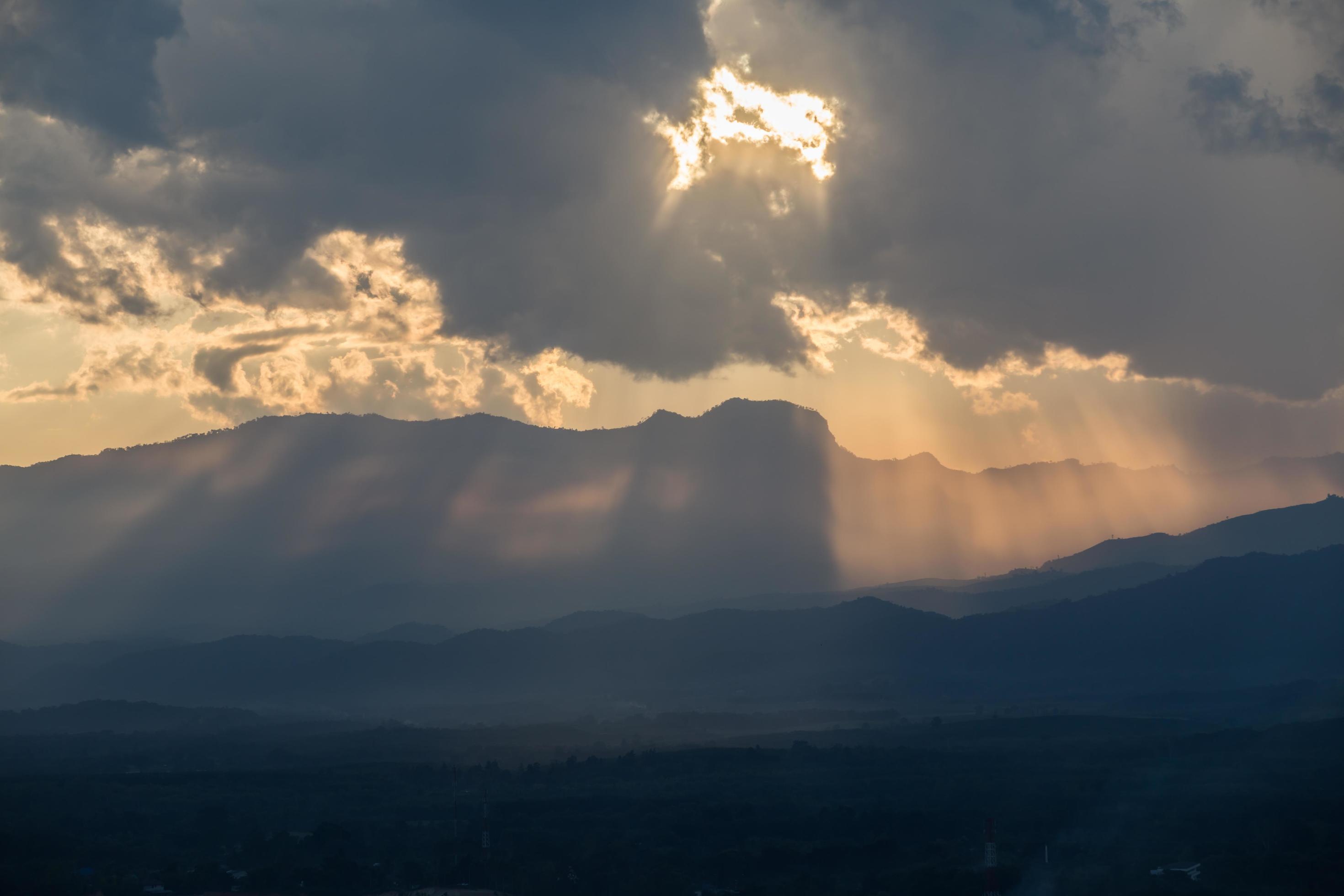 sunrise with clouds, light and rays Stock Free