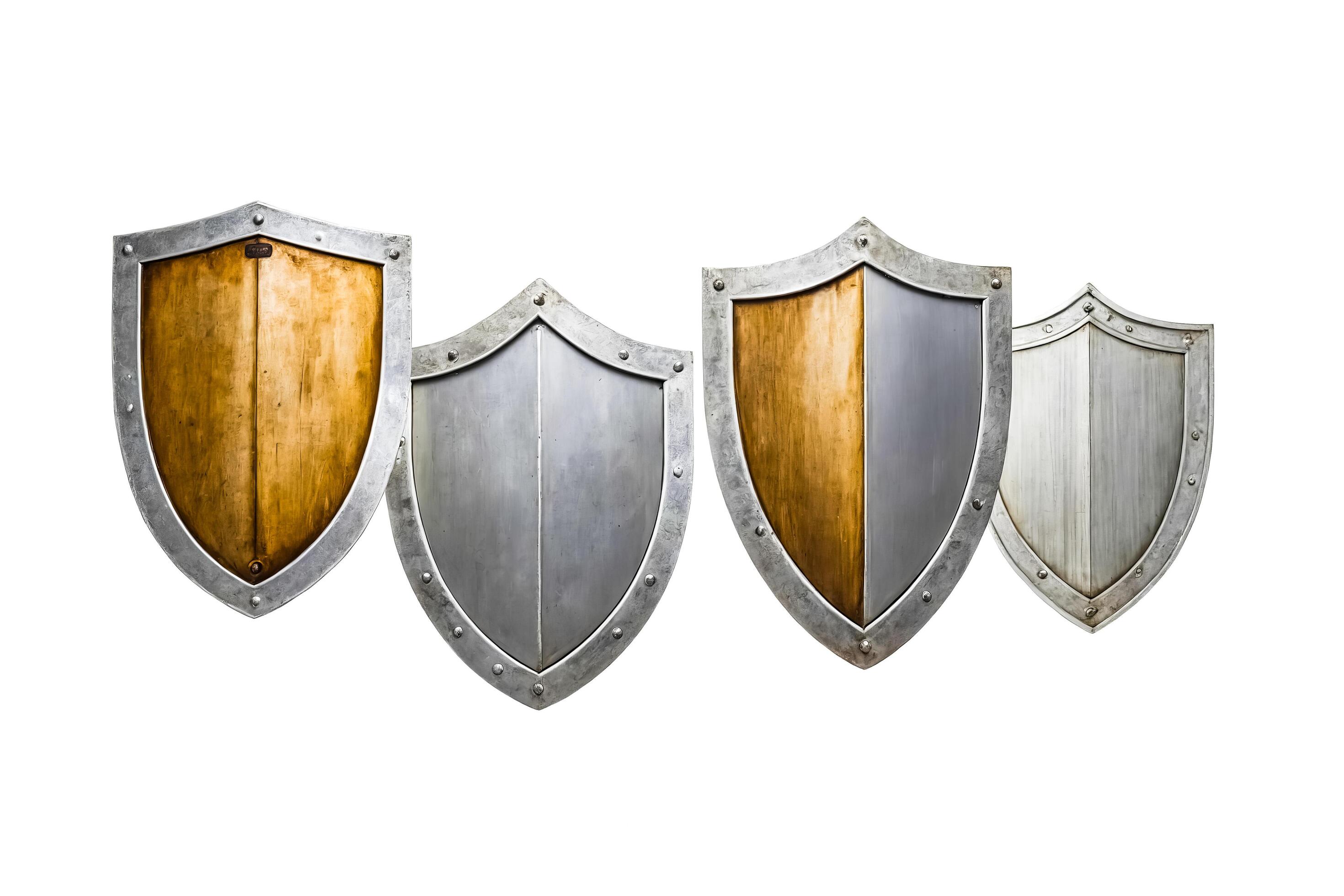 Four Medieval Shields on White Background Stock Free