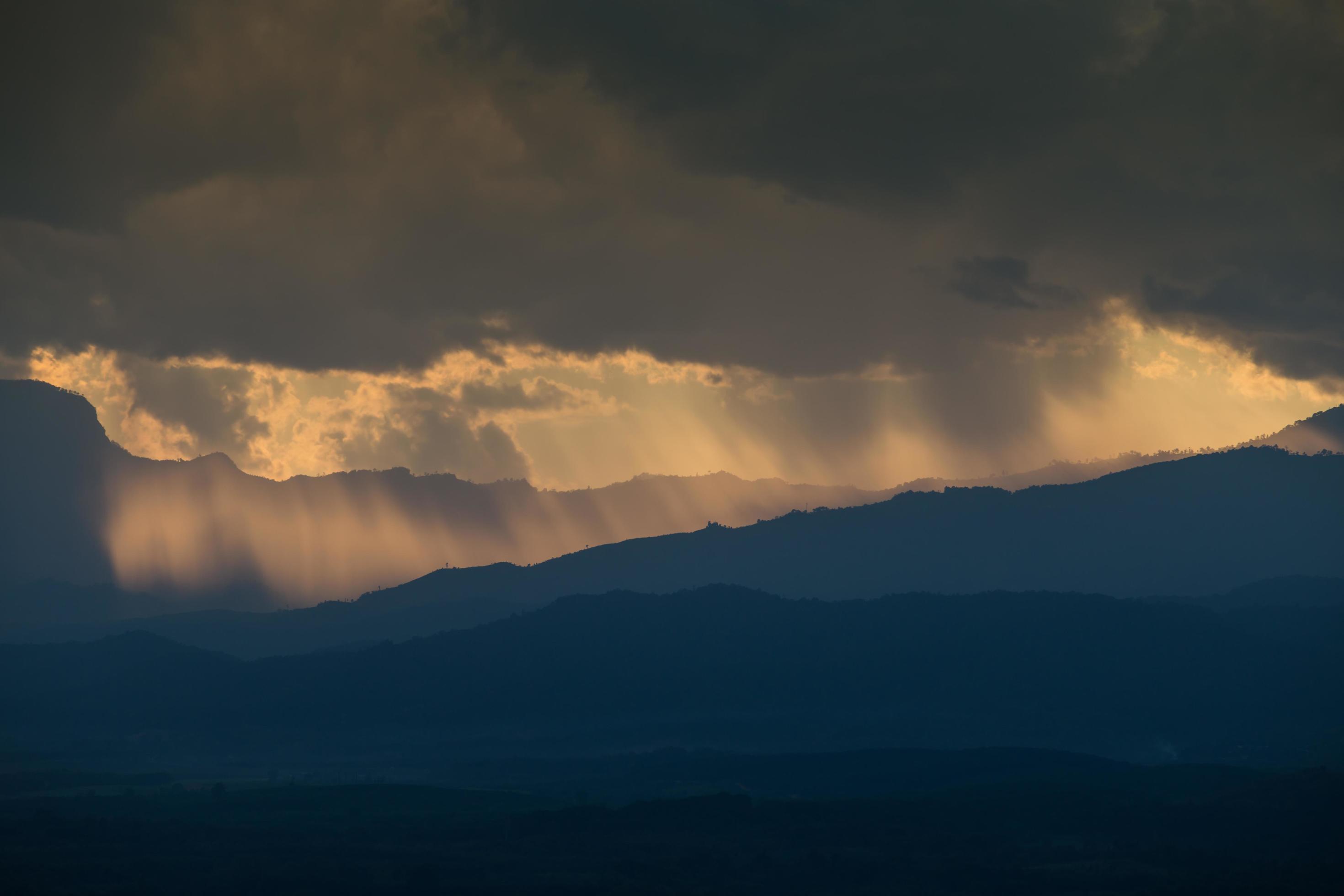 sunrise with clouds, light and rays Stock Free