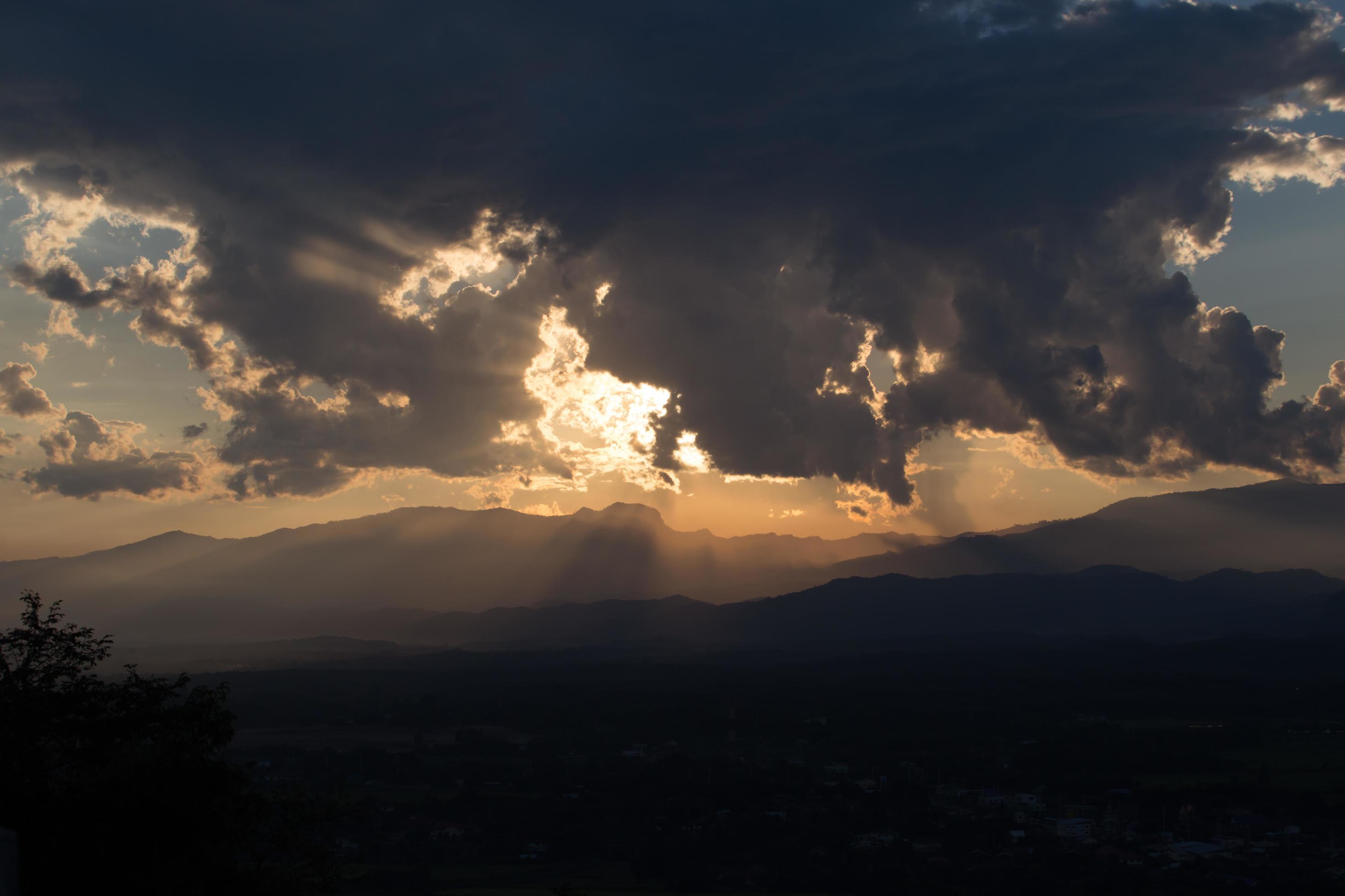 sunrise with clouds, light and rays Stock Free