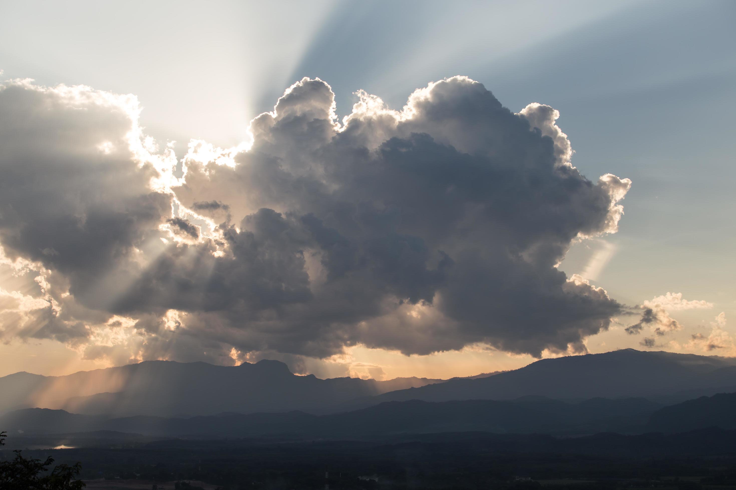 sunrise with clouds, light and rays Stock Free