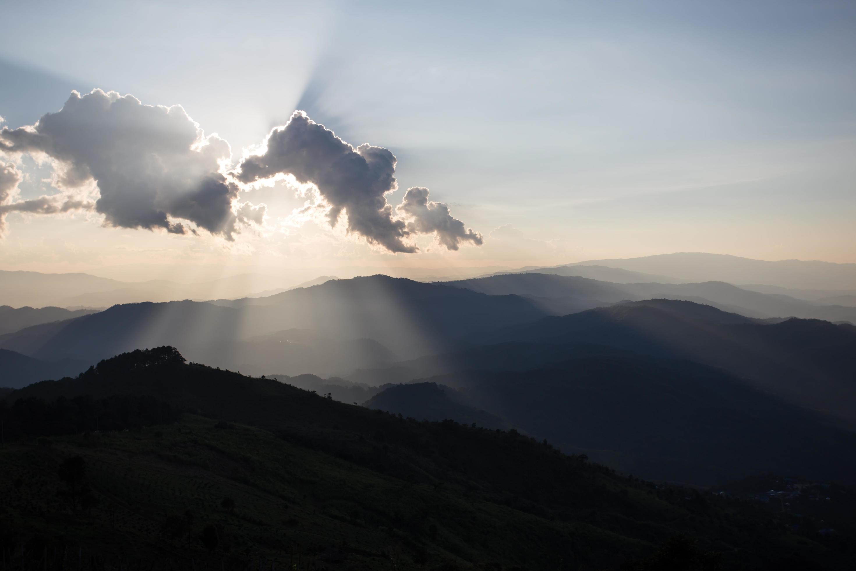 sunrise with clouds, light and rays Stock Free