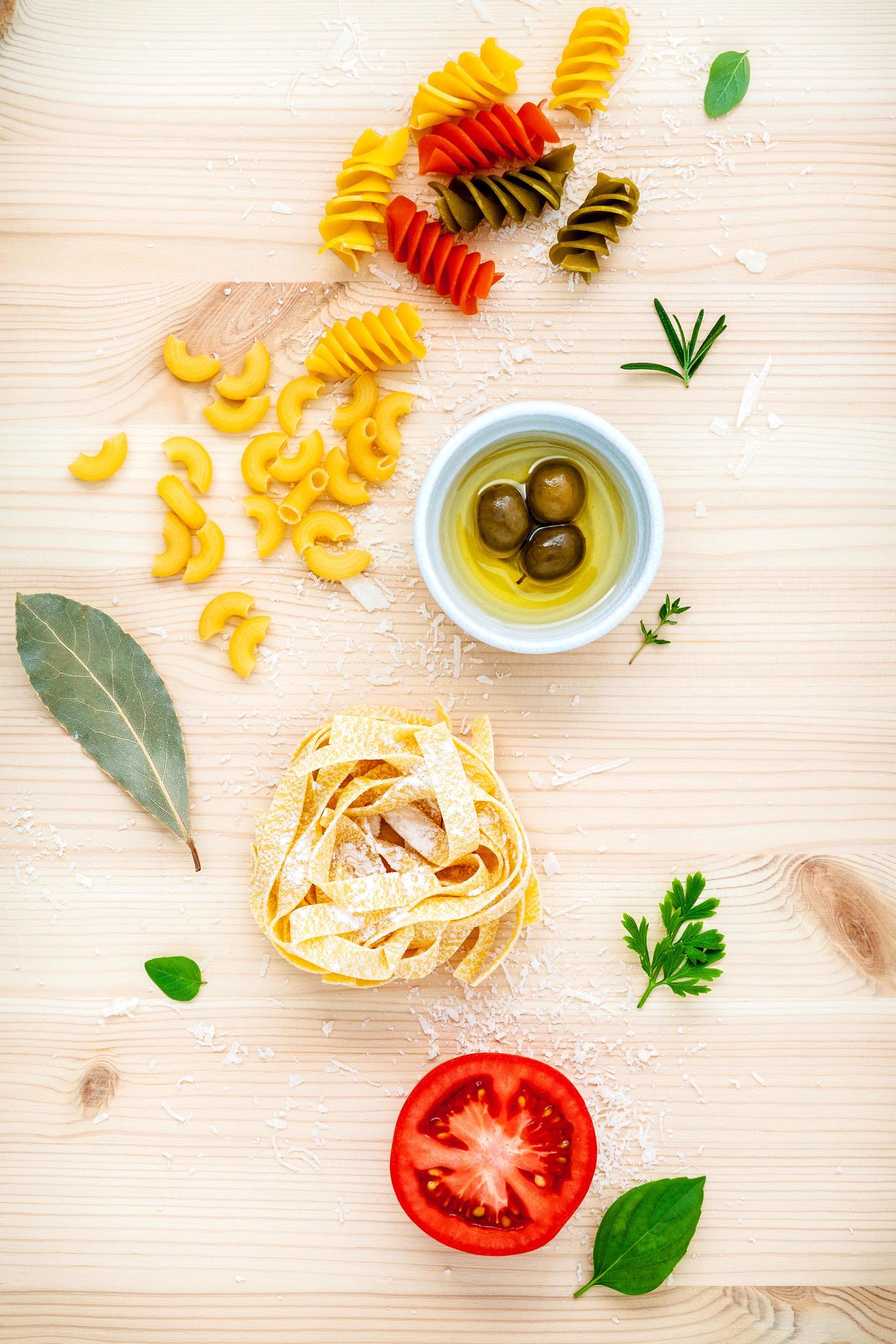 Fresh Italian food flat lay Stock Free