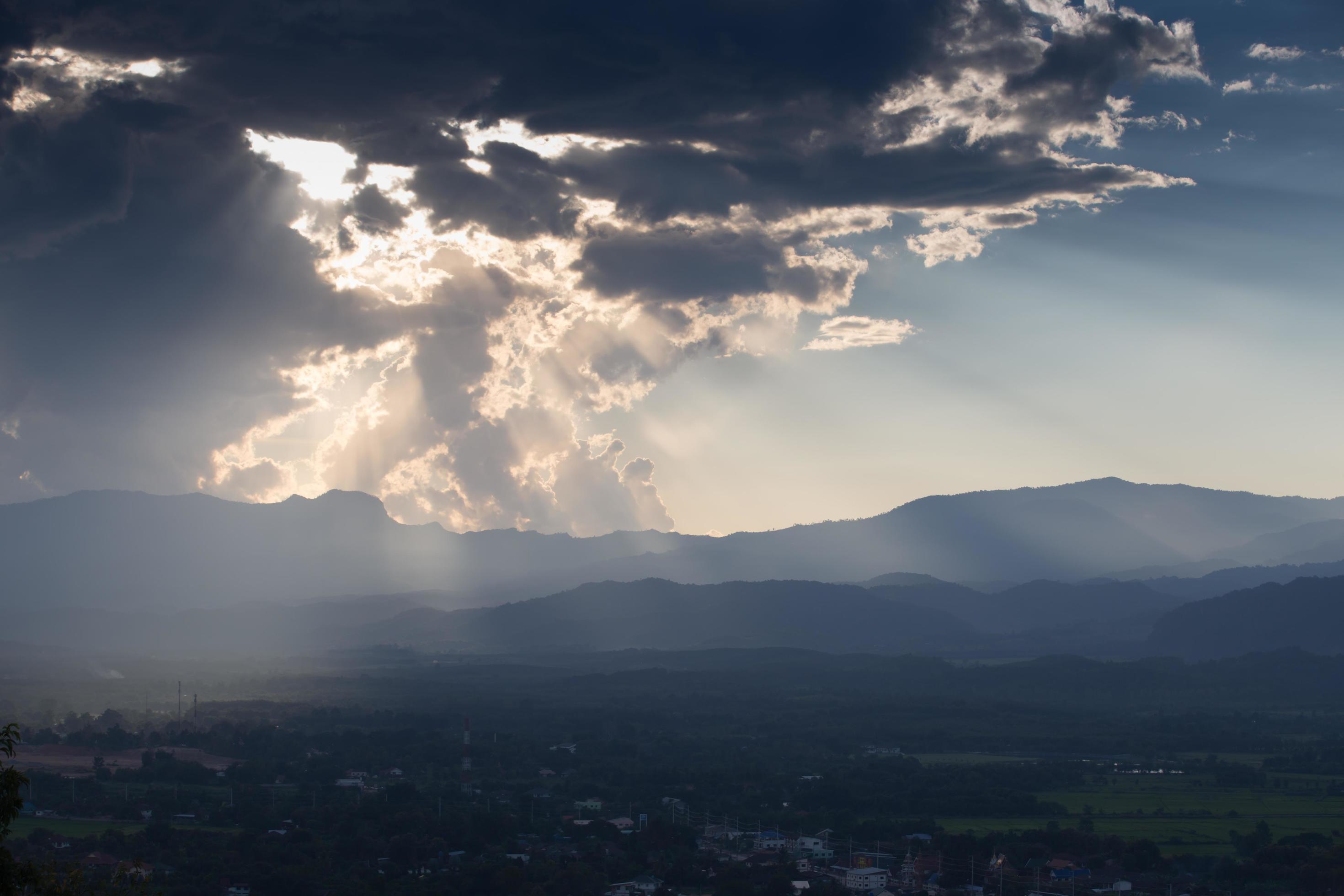 sunrise with clouds, light and rays Stock Free