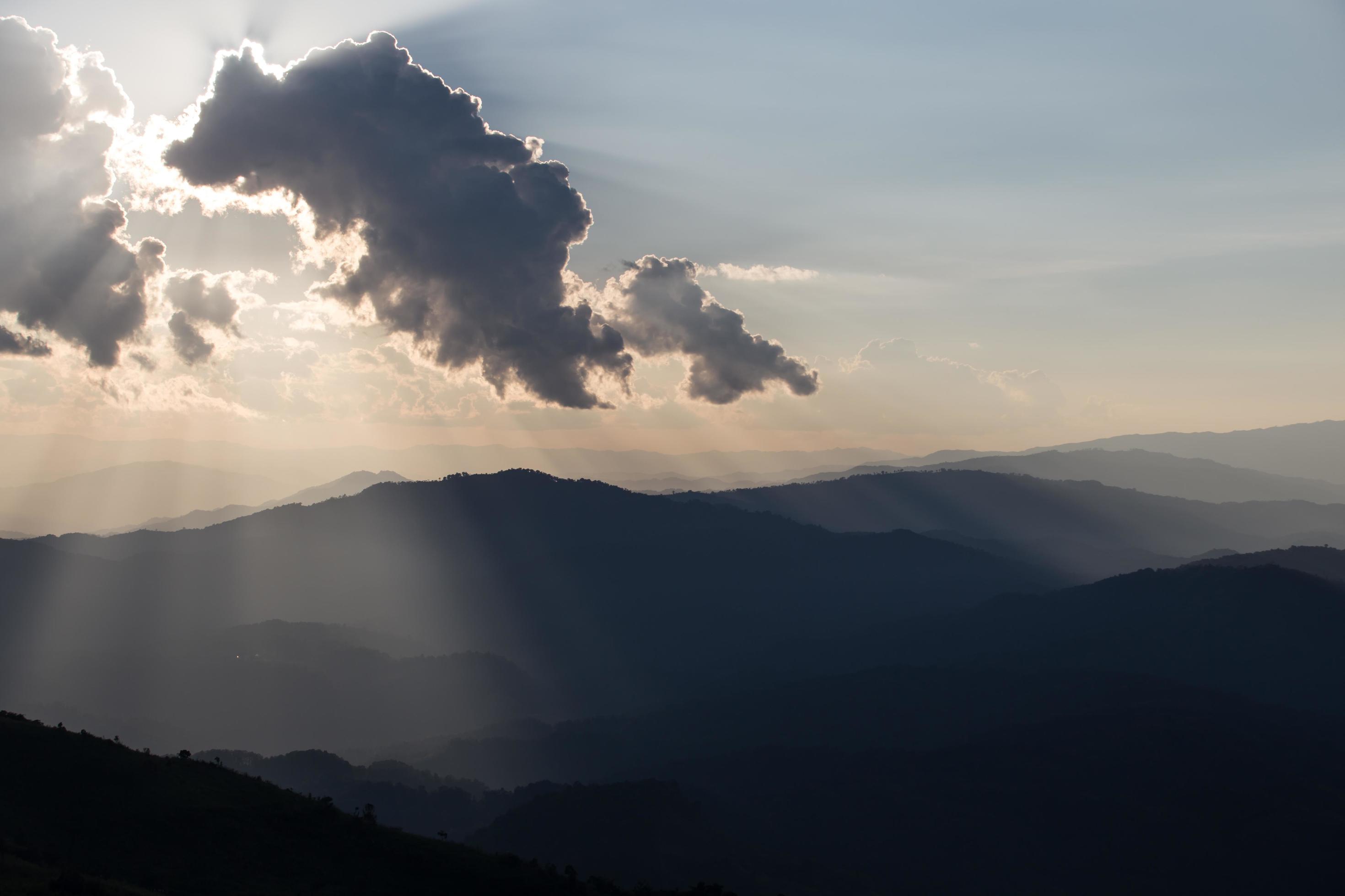 sunrise with clouds, light and rays Stock Free